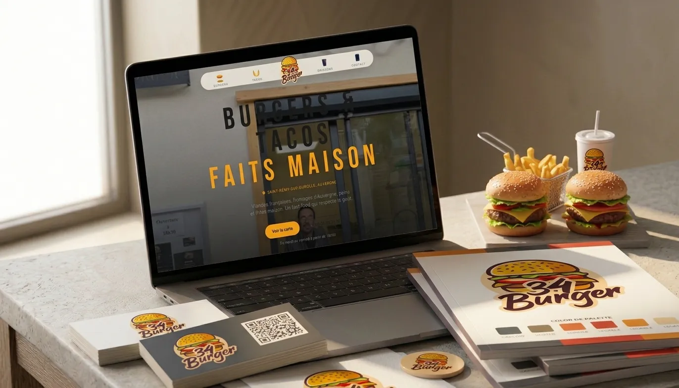 Site web et identité visuelle restaurant 34 Burgers